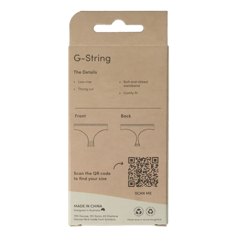 Boody  G-string zwart M 1 Stuks