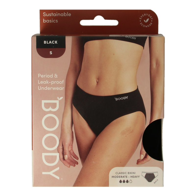 Boody  Menstruatieondergoed bikinislip zwart norm/hevig S 1 Stuks