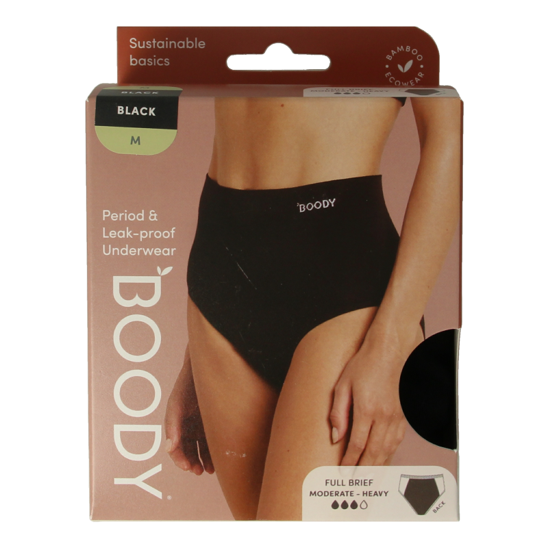 Boody  Menstruatieondergoed tailleslip zwart normaal/hevi 1 Stuks