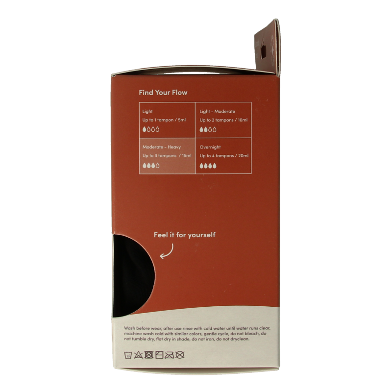 Boody  Menstruatieondergoed tailleslip zwart normaal/hevi 1 Stuks