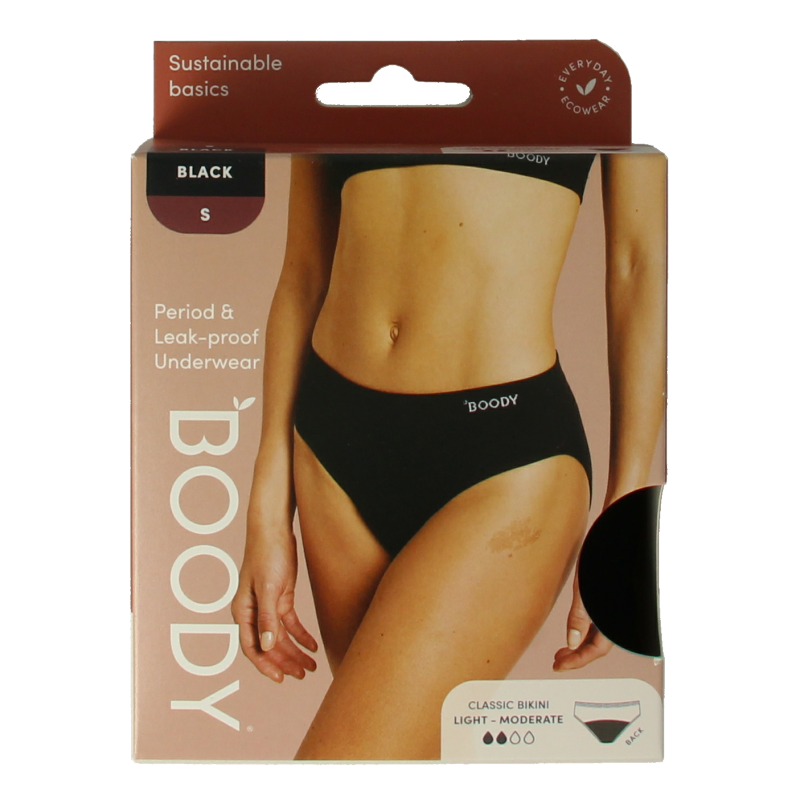 Boody  Menstruatieondergoed bikinislip zwart licht/norm S 1 Stuks
