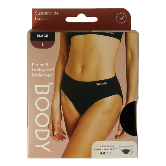 Boody  Menstruatieondergoed bikinislip zwart licht/norm S 1 Stuks