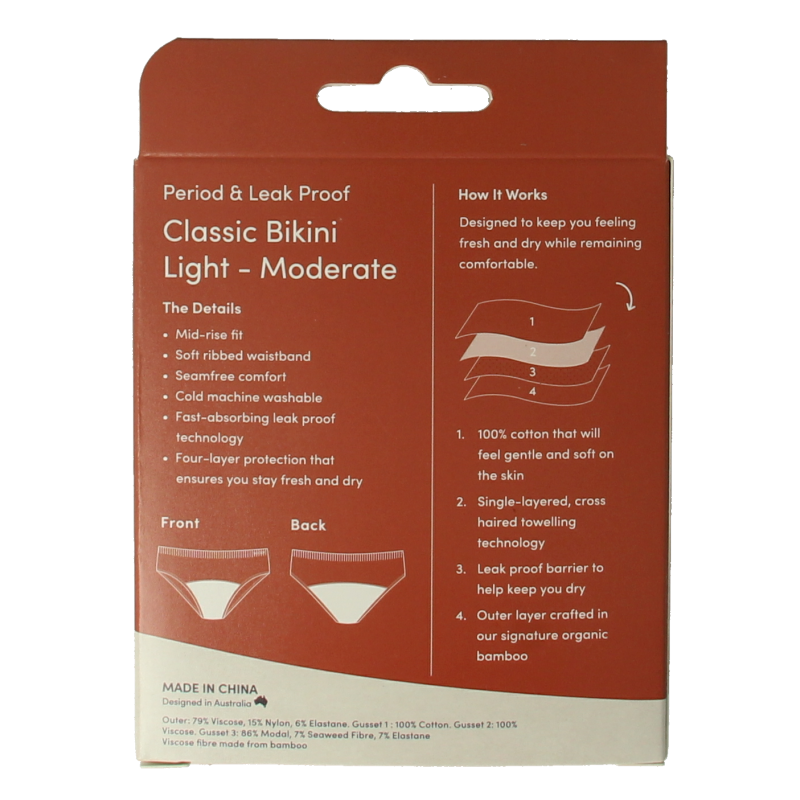 Boody  Menstruatieondergoed bikinislip zwart licht/norm S 1 Stuks