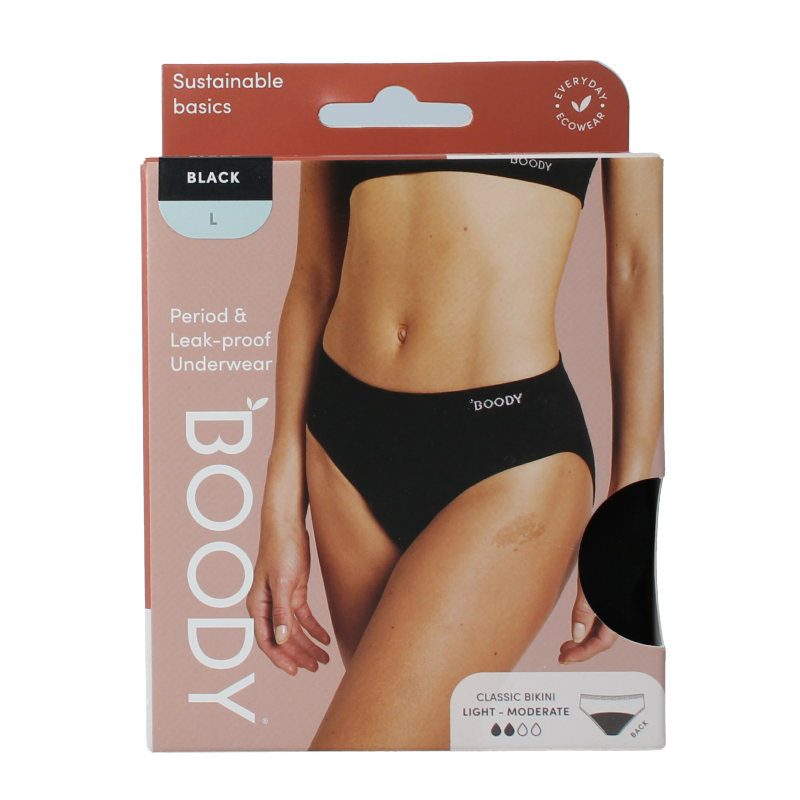 Boody  Menstruatieondergoed bikinislip zwart lich/norm L 1 Stuks
