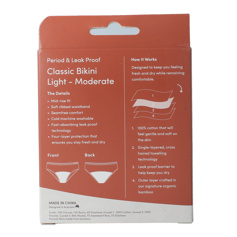 Boody  Menstruatieondergoed bikinislip zwart lich/norm L 1 Stuks