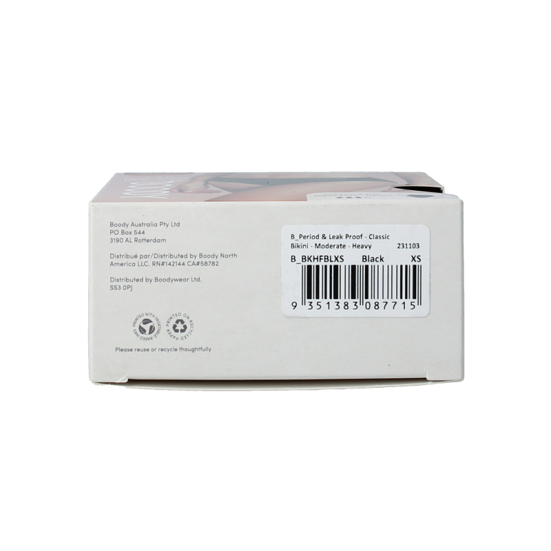 Boody  Menstruatieondergoed bikinislip zw norm/hevig XS 1 Stuks