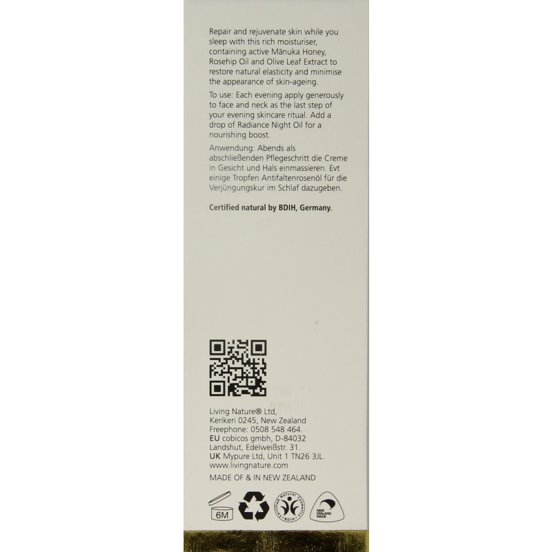 Living Nature Nachtcreme voedend 60 Milliliter