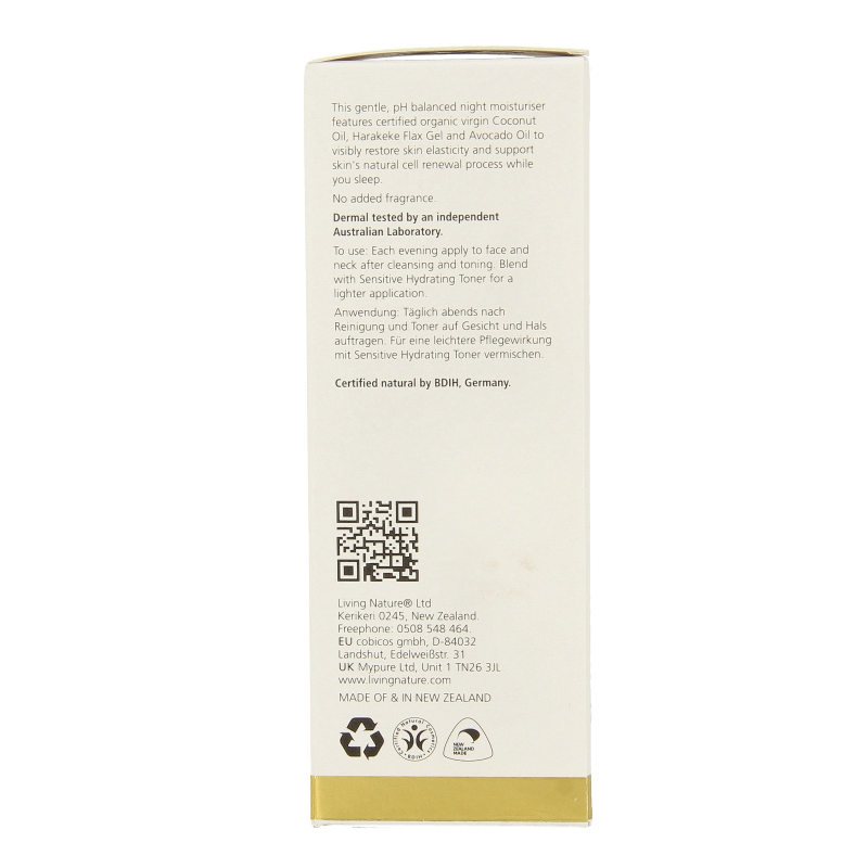 Living Nature Nachtcreme gevoelige huid 50 Milliliter