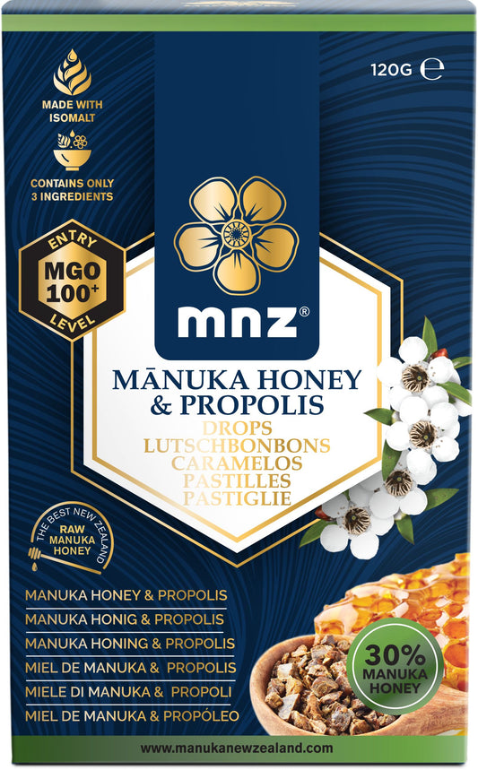 MNZ (Manuka New Zealand) Manuka Honing MGO 100+ pastilles propolis 120.00 Gram