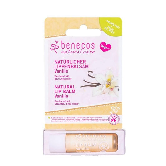 Benecos natural beauty Natural lipbalm vanilla in box 1 Stuks