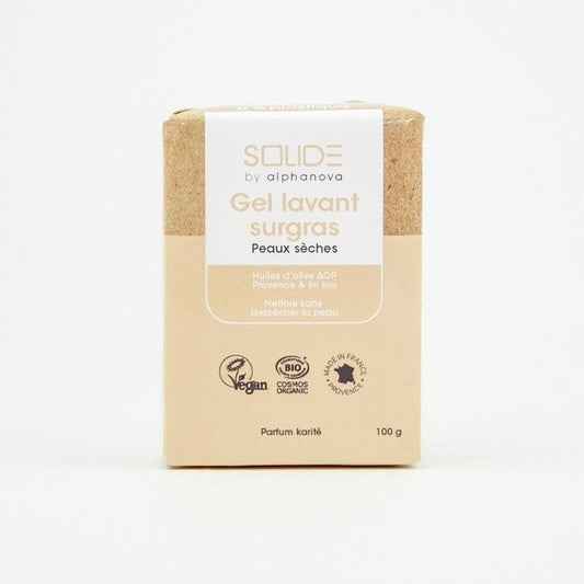 Alphanova Solide Cleansing bar bio  gel droge huid sheabutter 100 Gram