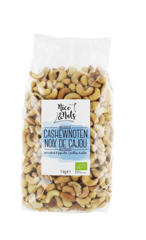 Nice & Nuts Cashewnoten geroosterd en gezouten bio 1 Kilogram
