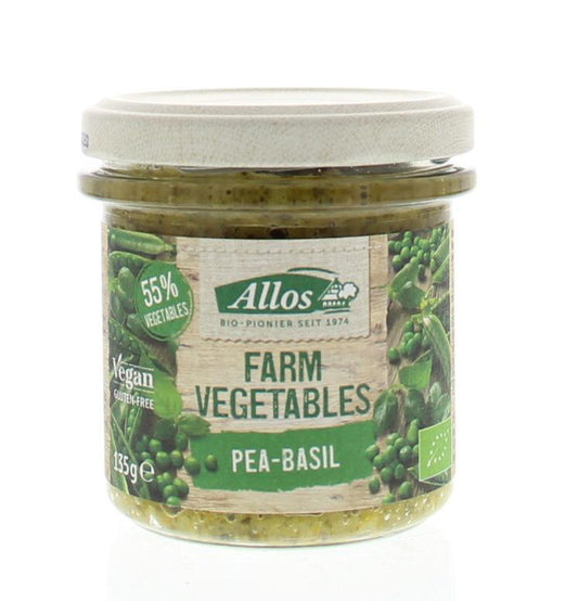 Allos Farm vegetables doperwten & basilicum bio 135 Gram