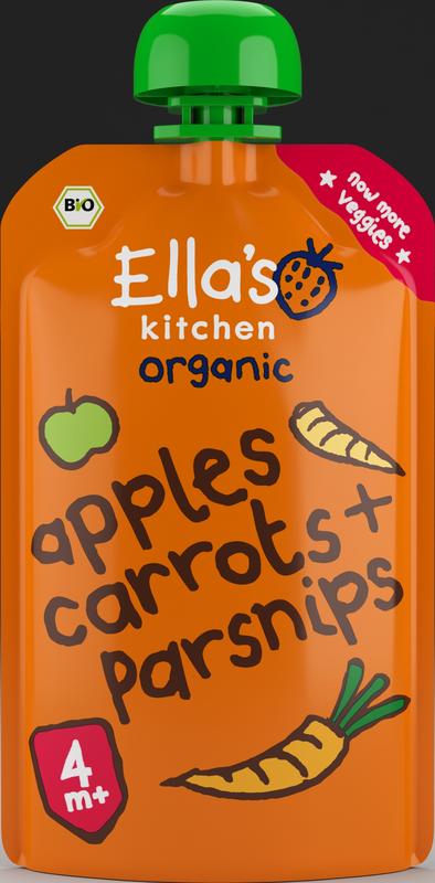 Ella's Kitchen Apples carrots & parsnips 4+ maanden knijpz bio 120 Gram