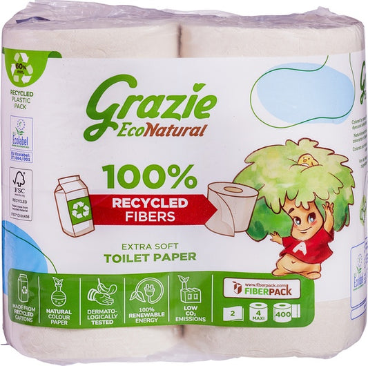 Grazie Natural Toiletpapier 2-laags 4 Stuks