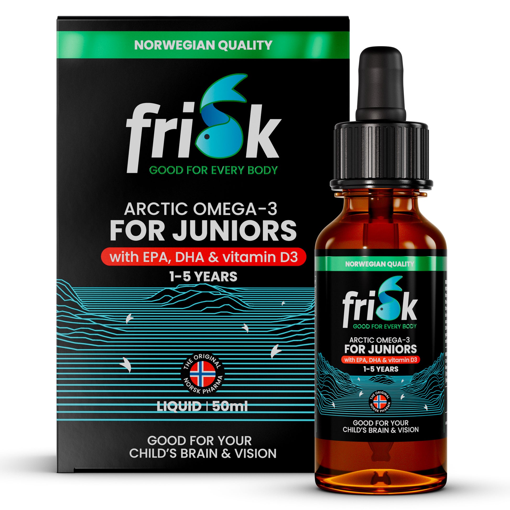 Frisk Omega 3 kinderen – visolie met DHA & D3 50.00 Milliliter
