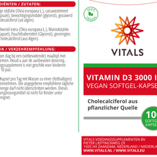 Vitals Vitamine D3 3000 ie 100 softgels 100.00 Softgels