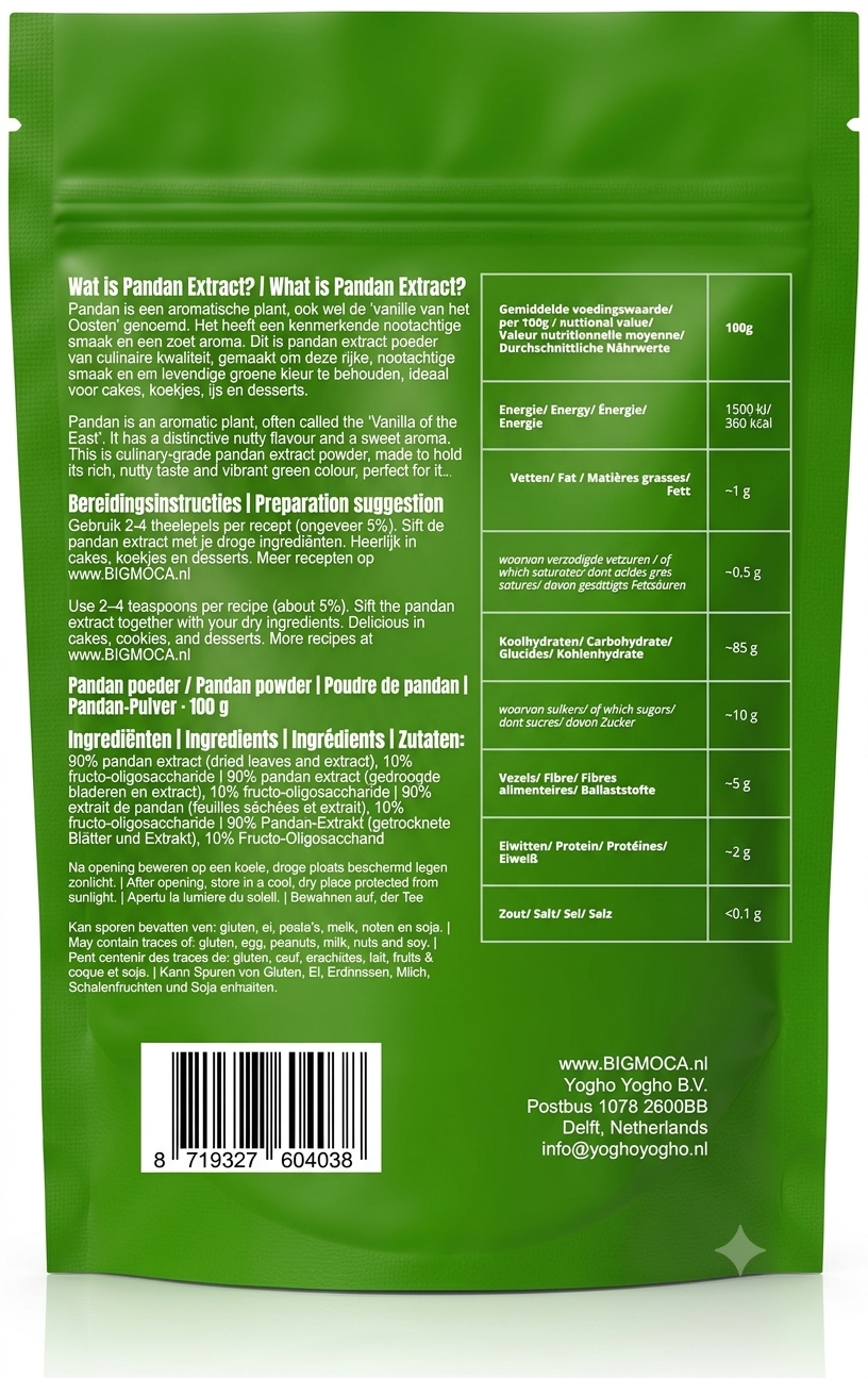 Powerful People  BIG MOCA Pandan Extract Poeder 100.00 Gram